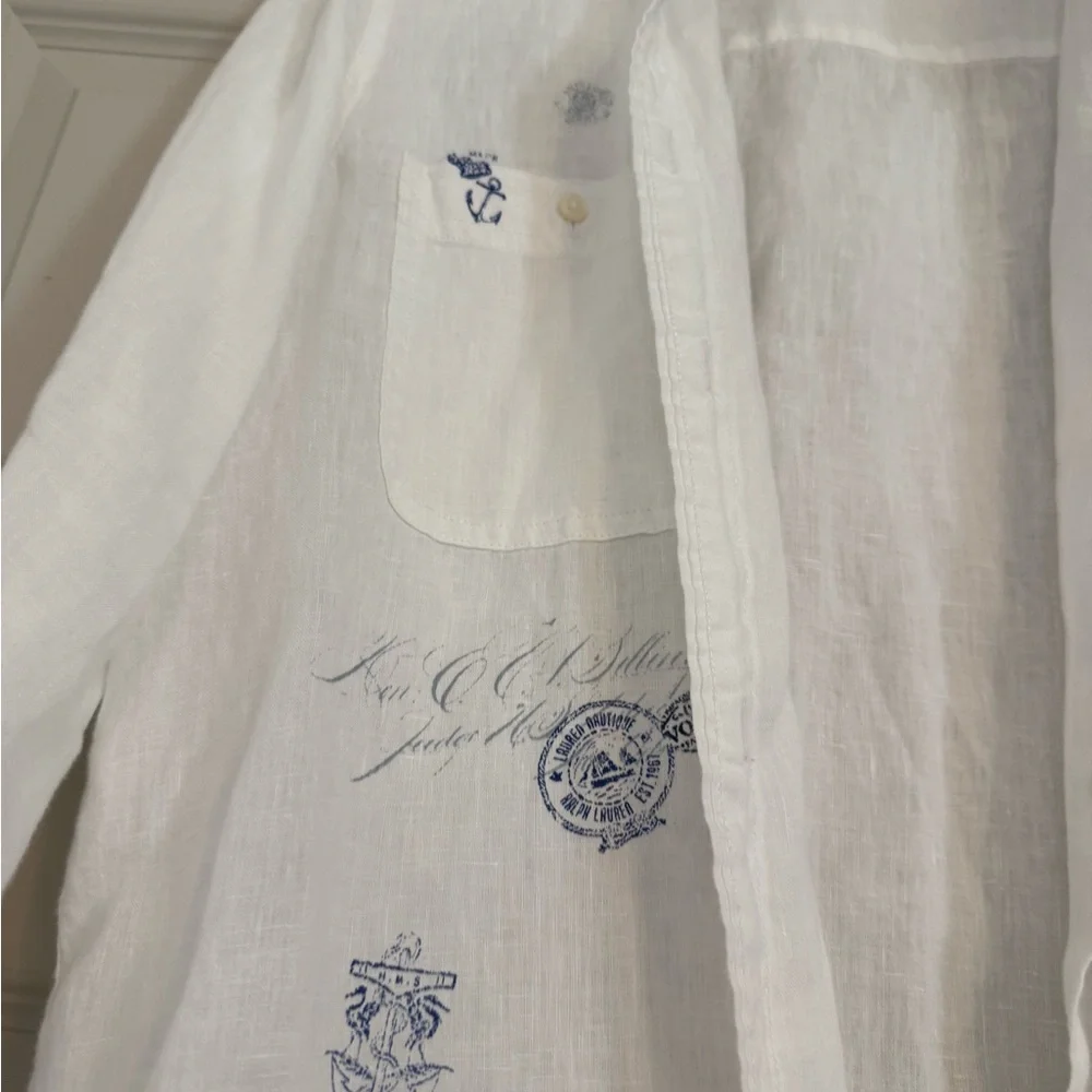 Ralph Lauren White Linen Shirt - Picture 2 of 5